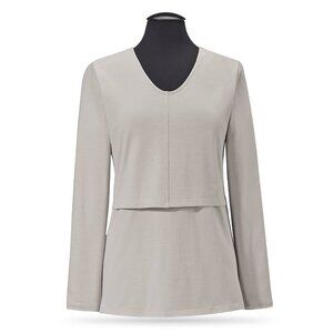 Pyramid Collection NWOT Layered-Look Pearl Grey Top Size M